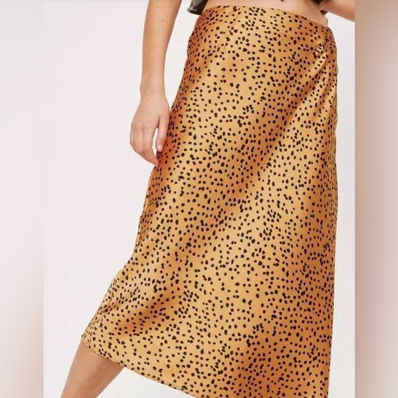 Nasty Gal Dresses & Skirts - Nasty Gal Dalmatian Spot Satin Midi Skirt
